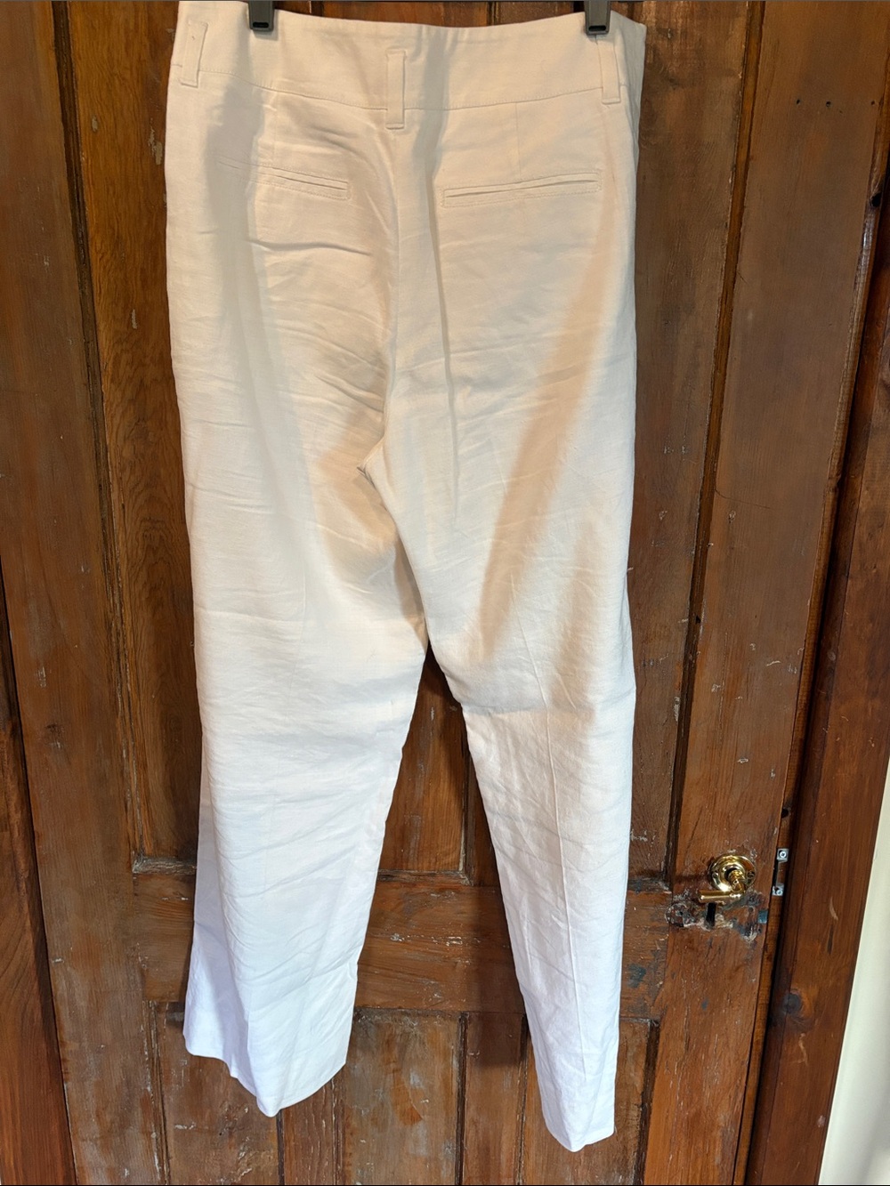 Banana Republic Cream Straight-Leg Dress Pants Linen Lined with Double Button 10 - Picture 4 of 8